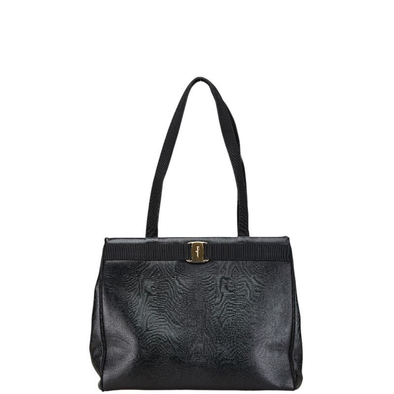 サルヴァトーレフェラガモ ヴァラリボン ハンドバッグ トートバッグ BK-21 2580 ブラック レザー レディース Salvatore Ferragamo 【中古】