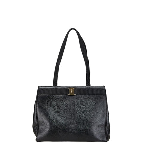 サルヴァトーレフェラガモ ヴァラリボン ハンドバッグ トートバッグ BK-21 2580 ブラック レザー レディース Salvatore Ferragamo 【中古】