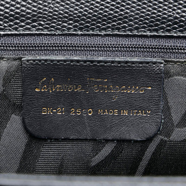 サルヴァトーレフェラガモ ヴァラリボン ハンドバッグ トートバッグ BK-21 2580 ブラック レザー レディース Salvatore Ferragamo 【中古】