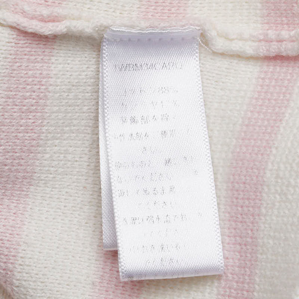 ディオール ボーダー カーディガン サイズ：18 ホワイト ピンク コットン カシミヤ レディース Dior 【中古】