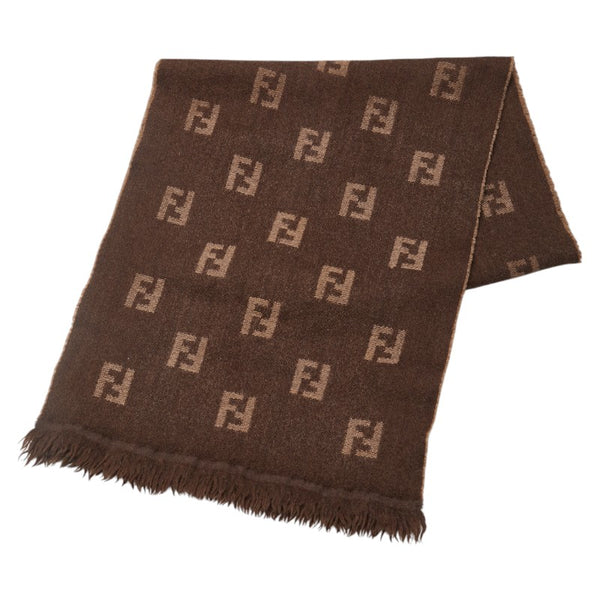 フェンディ ズッカ マフラー ブラウン ベージュ ウール レディース FENDI 【中古】