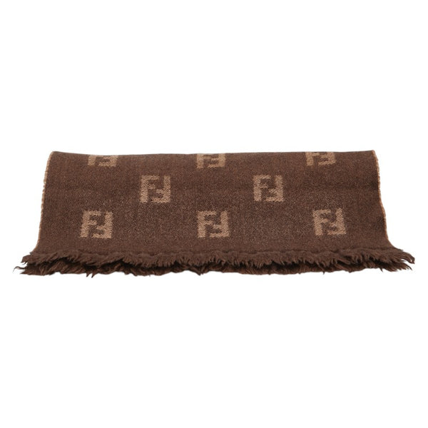 フェンディ ズッカ マフラー ブラウン ベージュ ウール レディース FENDI 【中古】