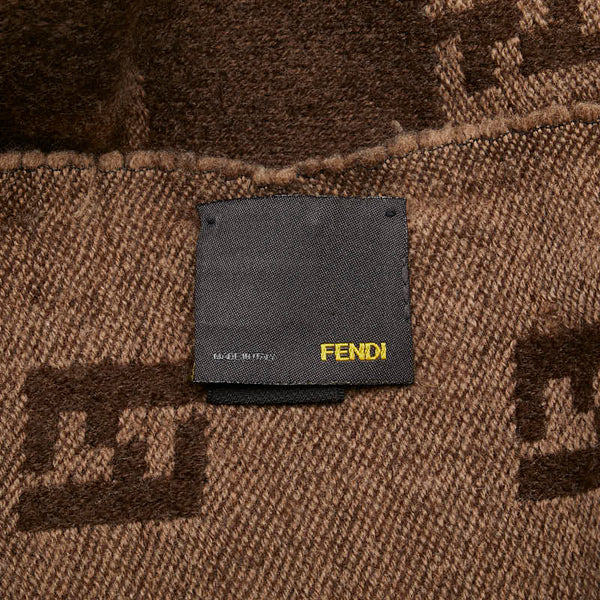フェンディ ズッカ マフラー ブラウン ベージュ ウール レディース FENDI 【中古】