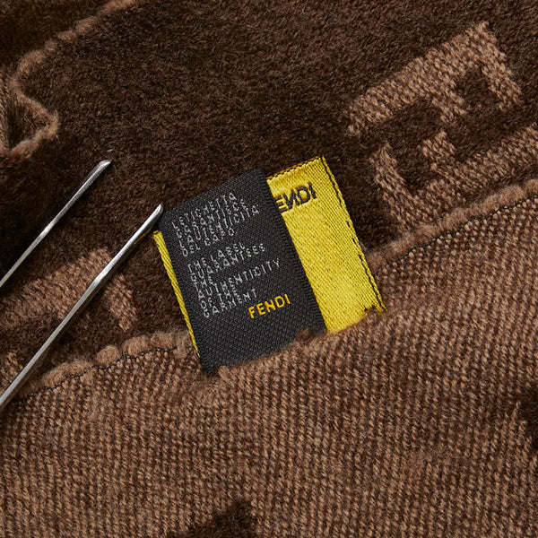 フェンディ ズッカ マフラー ブラウン ベージュ ウール レディース FENDI 【中古】