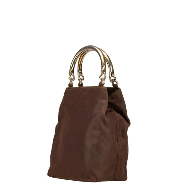 プラダ 三角ロゴプレート トートバッグ ハンドバッグ ブラウン ナイロン レディース PRADA 【中古】