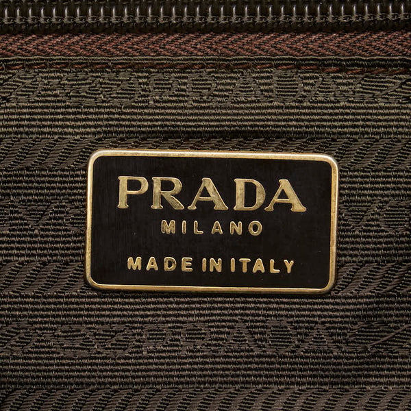 プラダ 三角ロゴプレート トートバッグ ハンドバッグ ブラウン ナイロン レディース PRADA 【中古】