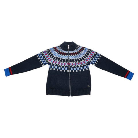 グッチ ノルディック ニットブルゾン サイズ：6 ネイビー マルチカラー ウール レディース GUCCI 【中古】
