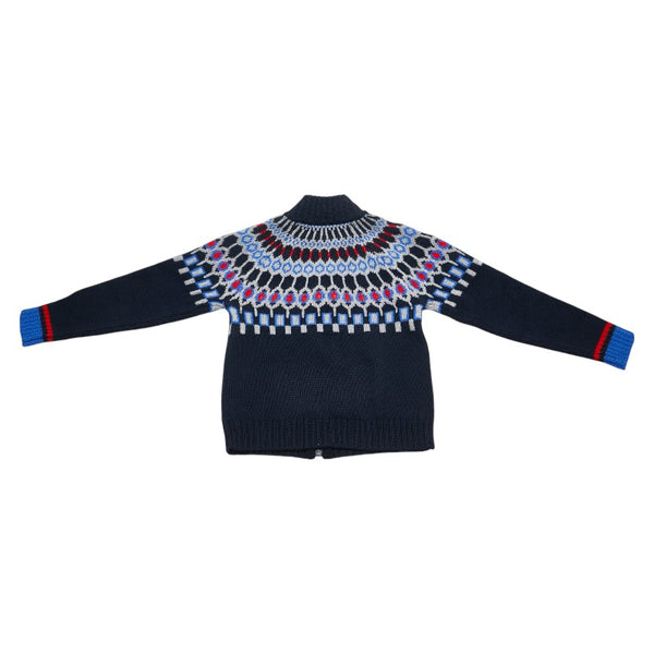 グッチ ノルディック ニットブルゾン サイズ：6 ネイビー マルチカラー ウール レディース GUCCI 【中古】