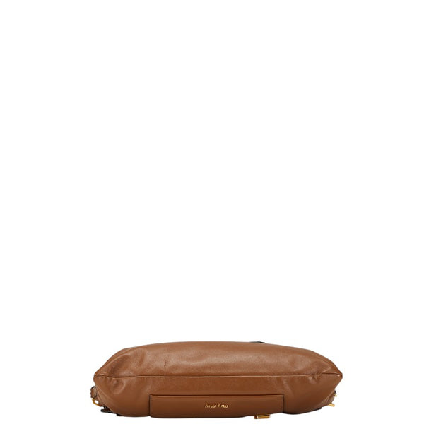ミュウミュウ ショルダーバッグ ブラウン レザー レディース MIUMIU 【中古】