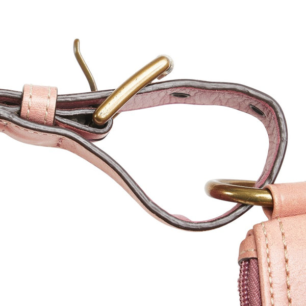 コーチ シグネチャー ショルダーバッグ ブラウン ピンク キャンバス レザー レディース COACH 【中古】