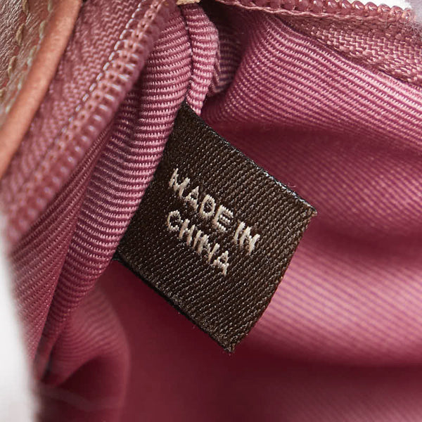 コーチ シグネチャー ショルダーバッグ ブラウン ピンク キャンバス レザー レディース COACH 【中古】