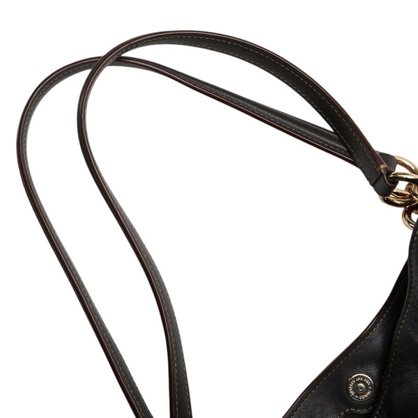 コーチ シグネチャー ハンドバッグ ブラウン キャンバス レザー レディース COACH 【中古】