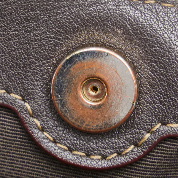 コーチ シグネチャー ハンドバッグ ブラウン キャンバス レザー レディース COACH 【中古】