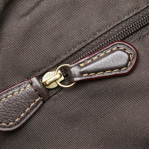 コーチ シグネチャー ハンドバッグ ブラウン キャンバス レザー レディース COACH 【中古】