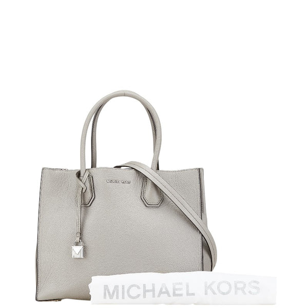 マイケルコース ロゴ ハンドバッグ ショルダーバッグ 2WAY グレー レザー レディース Michael Kors 【中古】