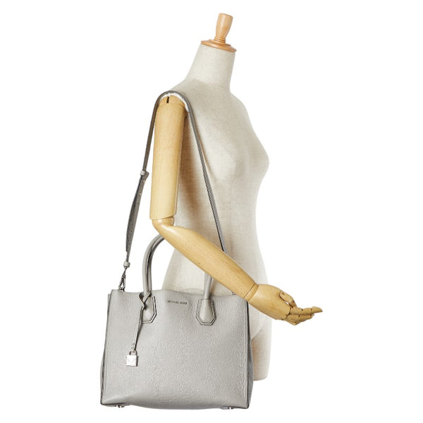 マイケルコース ロゴ ハンドバッグ ショルダーバッグ 2WAY グレー レザー レディース Michael Kors 【中古】