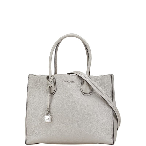 マイケルコース ロゴ ハンドバッグ ショルダーバッグ 2WAY グレー レザー レディース Michael Kors 【中古】