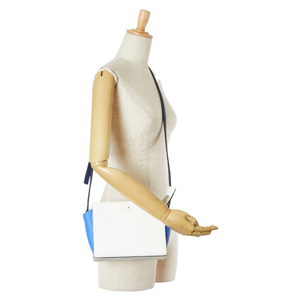 ケイトスペード ロゴ 斜め掛け ショルダーバッグ ホワイト ブルー レザー レディース Kate Spade 【中古】