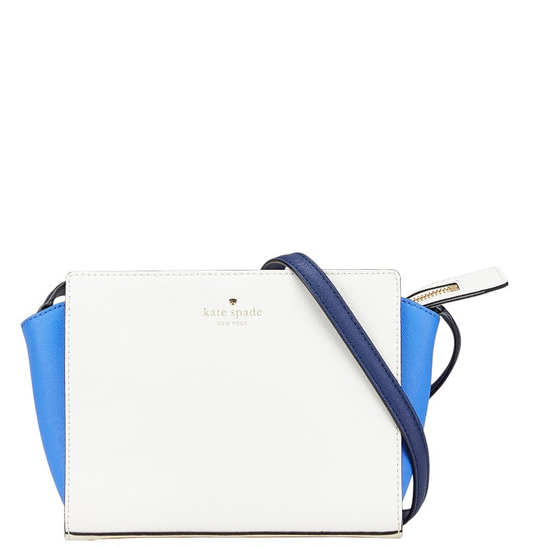 ケイトスペード ロゴ 斜め掛け ショルダーバッグ ホワイト ブルー レザー レディース Kate Spade 【中古】