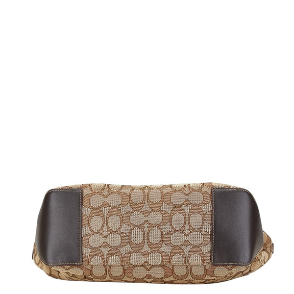 コーチ シグネチャー ハンドバッグ トートバッグ F58282 ブラウン キャンバス レザー レディース COACH 【中古】