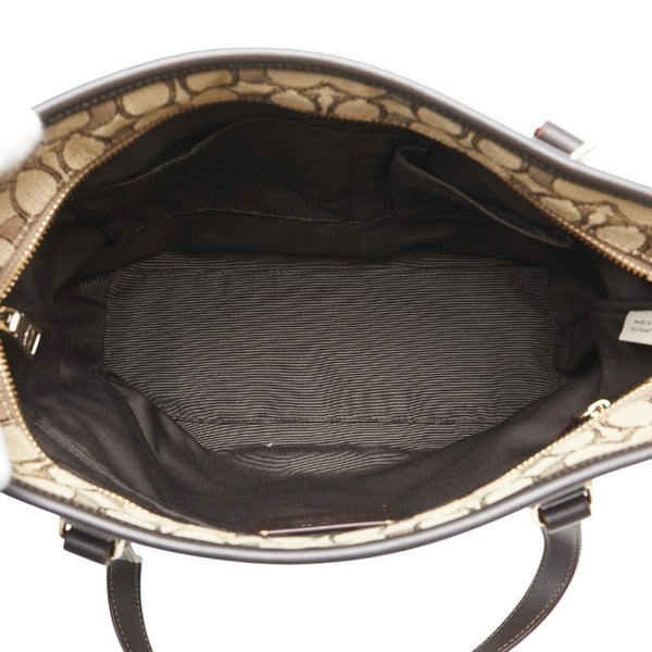 コーチ シグネチャー ハンドバッグ トートバッグ F58282 ブラウン キャンバス レザー レディース COACH 【中古】
