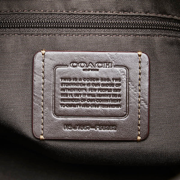 コーチ シグネチャー ハンドバッグ トートバッグ F58282 ブラウン キャンバス レザー レディース COACH 【中古】