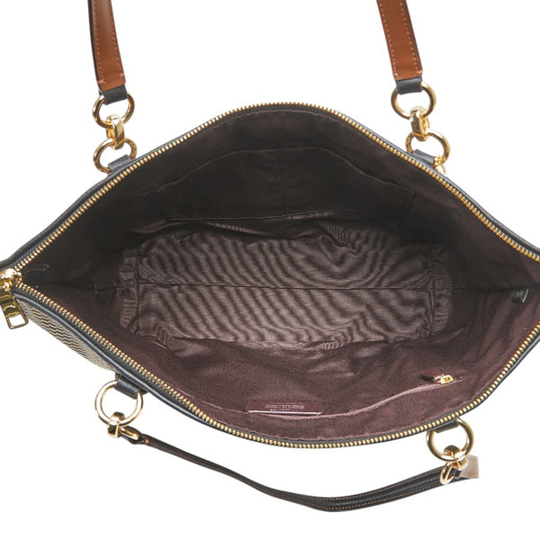 コーチ エクスプローデッド トートバッグ F28467 ベージュ ブラック キャンバス レザー レディース COACH 【中古】