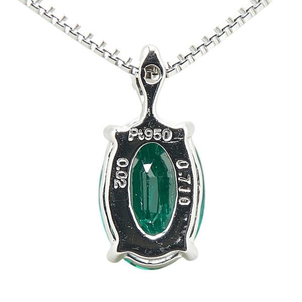 Pt950 プラチナ Pt850 プラチナ エメラルド0.71ct ダイヤ0.02ct ペンダントネックレス レディース 【中古】
