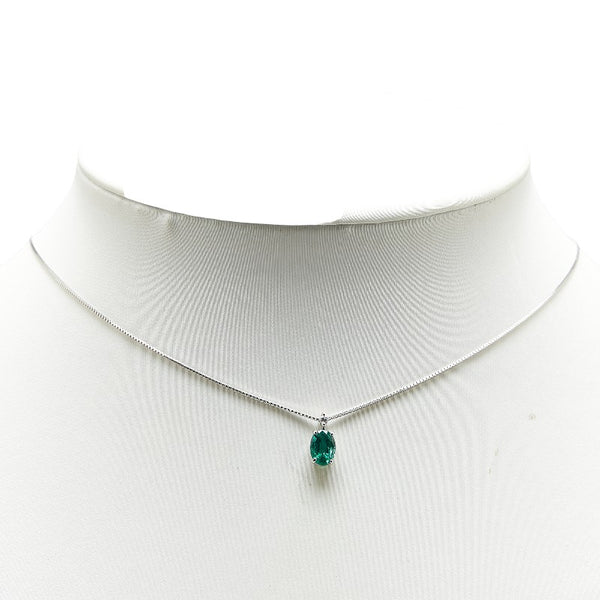 Pt950 プラチナ Pt850 プラチナ エメラルド0.71ct ダイヤ0.02ct ペンダントネックレス レディース 【中古】