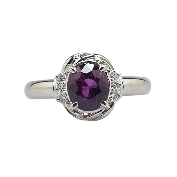 Pt900 プラチナ サファイア2.35ct ダイヤ0.09ct リング 指輪 レディース 11号 【中古】
