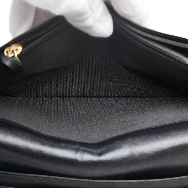 シャネル カメリア ココマーク 長財布 ブラック レザー レディース CHANEL 【中古】
