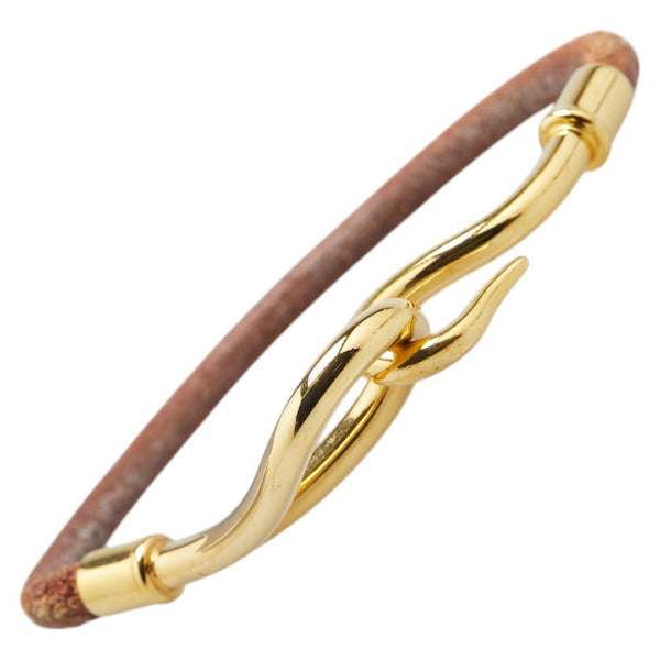 エルメス ジャンボ ブレスレット ブラウン ゴールド レザー メッキ レディース HERMES 【中古】