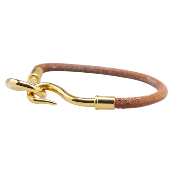エルメス ジャンボ ブレスレット ブラウン ゴールド レザー メッキ レディース HERMES 【中古】