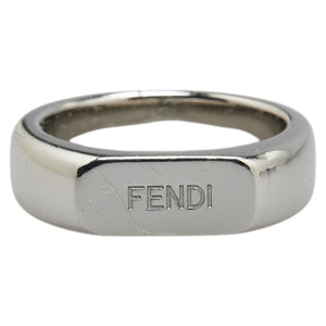 フェンディ ロゴ リング 指輪 ＃XS シルバー メタル レディース FENDI 【中古】