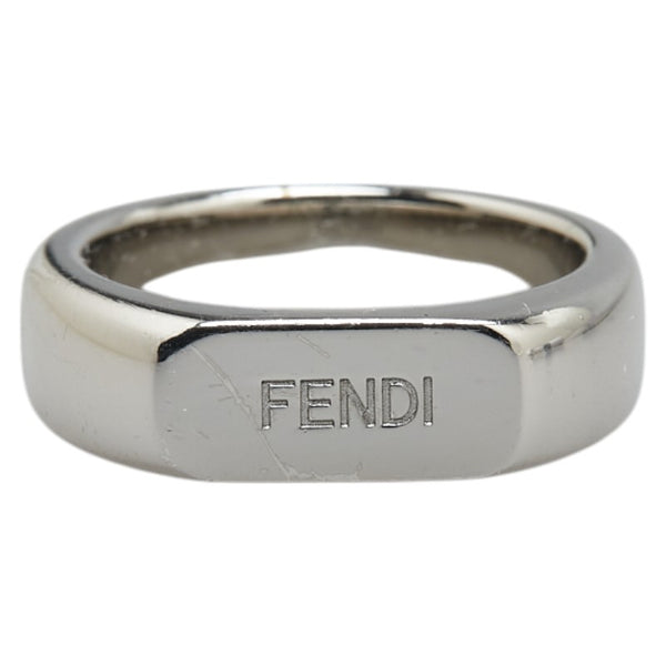 フェンディ ロゴ リング 指輪 ＃XS シルバー メタル レディース FENDI 【中古】