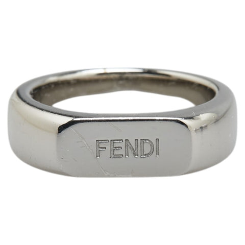 フェンディ ロゴ リング 指輪 ＃XS シルバー メタル レディース FENDI 【中古】