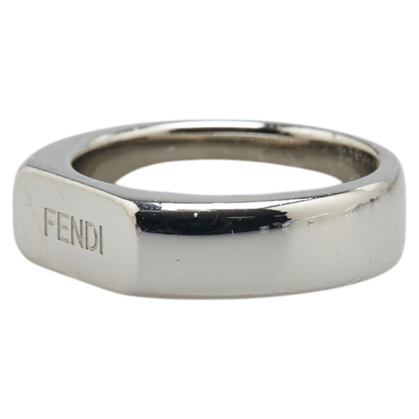 フェンディ ロゴ リング 指輪 ＃XS シルバー メタル レディース FENDI 【中古】