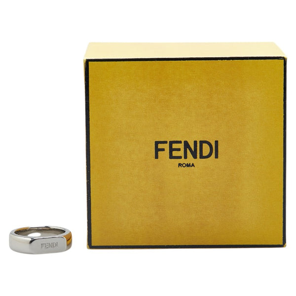 フェンディ ロゴ リング 指輪 ＃XS シルバー メタル レディース FENDI 【中古】
