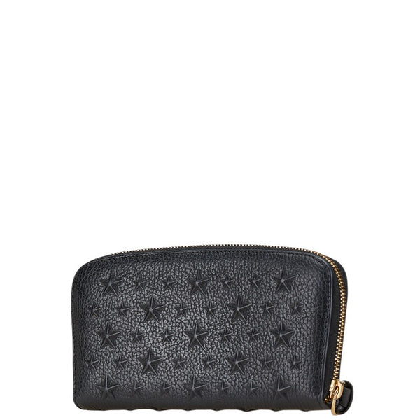 ジミーチュウ 星 スター モチーフ 長財布 ラウンドファスナー ブラック レザー レディース JIMMY CHOO 【中古】