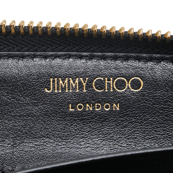 ジミーチュウ 星 スター モチーフ 長財布 ラウンドファスナー ブラック レザー レディース JIMMY CHOO 【中古】