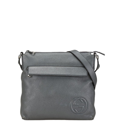 グッチ インターロッキングG ショルダーバッグ 322059 グレー レザー レディース GUCCI 【中古】