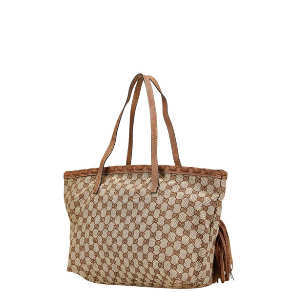 グッチ GGキャンバス バンブー トートバッグ 218780 ブラウン キャンバス レザー レディース GUCCI 【中古】