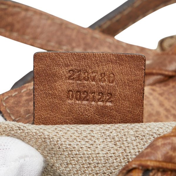 グッチ GGキャンバス バンブー トートバッグ 218780 ブラウン キャンバス レザー レディース GUCCI 【中古】