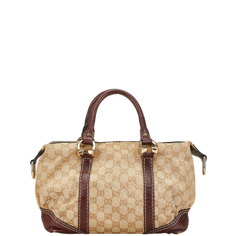 グッチ GGキャンバス ハンドバッグ 189893 ベージュ ブラウン キャンバス レザー レディース GUCCI 【中古】