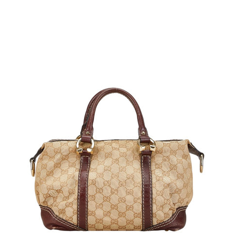 グッチ GGキャンバス ハンドバッグ 189893 ベージュ ブラウン キャンバス レザー レディース GUCCI 【中古】