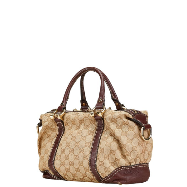 グッチ GGキャンバス ハンドバッグ 189893 ベージュ ブラウン キャンバス レザー レディース GUCCI 【中古】