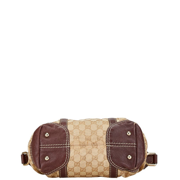 グッチ GGキャンバス ハンドバッグ 189893 ベージュ ブラウン キャンバス レザー レディース GUCCI 【中古】