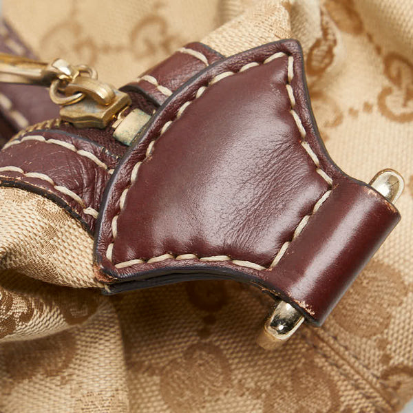 グッチ GGキャンバス ハンドバッグ 189893 ベージュ ブラウン キャンバス レザー レディース GUCCI 【中古】