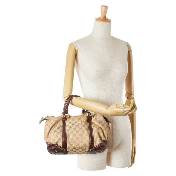 グッチ GGキャンバス ハンドバッグ 189893 ベージュ ブラウン キャンバス レザー レディース GUCCI 【中古】