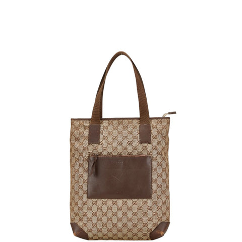 グッチ GGキャンバス トートバッグ 019 0401 ブラウン キャンバス レザー レディース GUCCI 【中古】